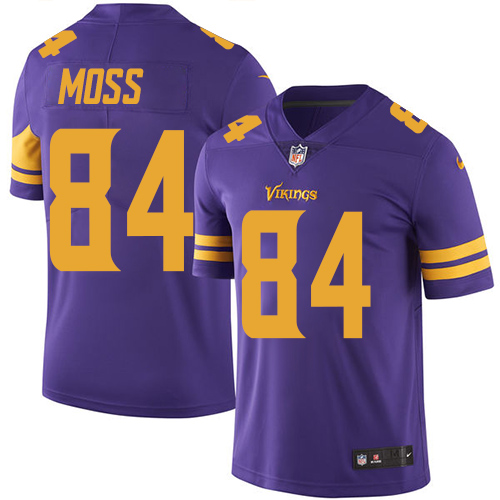 Nike Vikings #84 Randy Moss Purple Men's Stitched NFL Limited Rush Jersey - Click Image to Close
